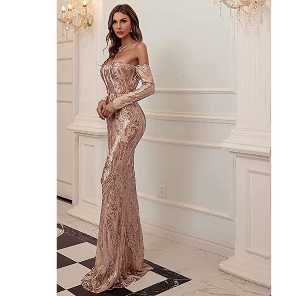 NEW Beautiful Sparkling Bling Sequin Evening Gown Prom Dress Quincenera … - Picture 9 of 16